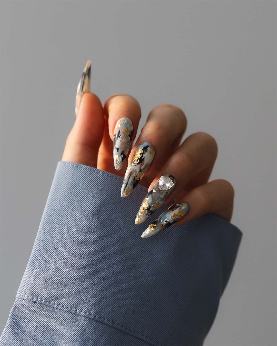 Blue Marble - Custom press-on nails by Byeori Kim