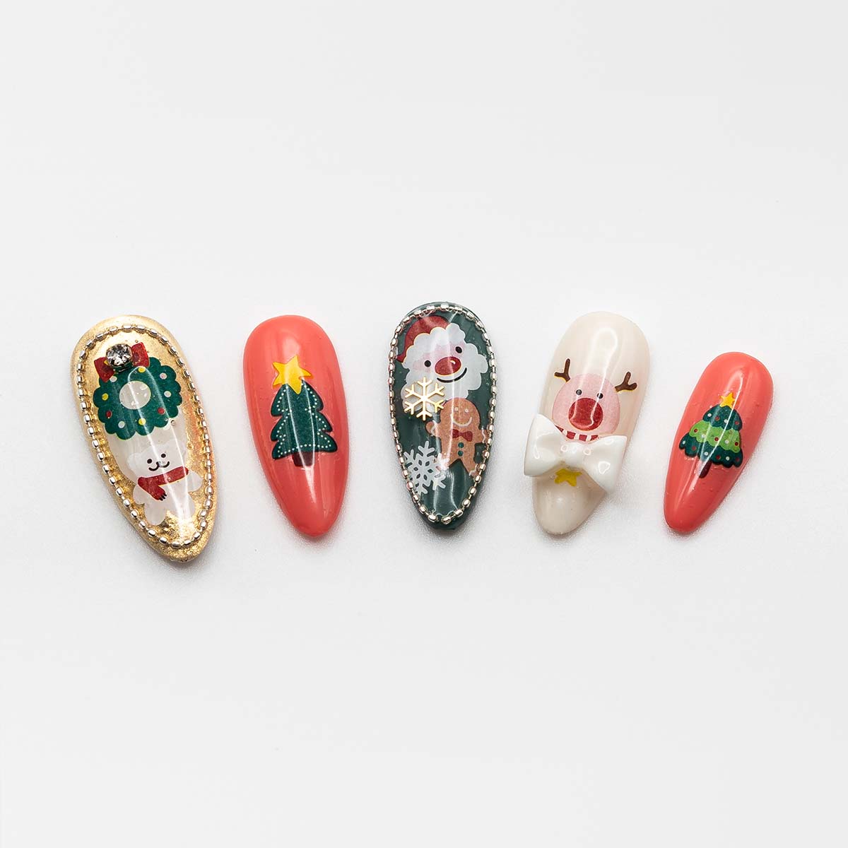 Festive Friends - Custom press-on nails by Byeori Kim