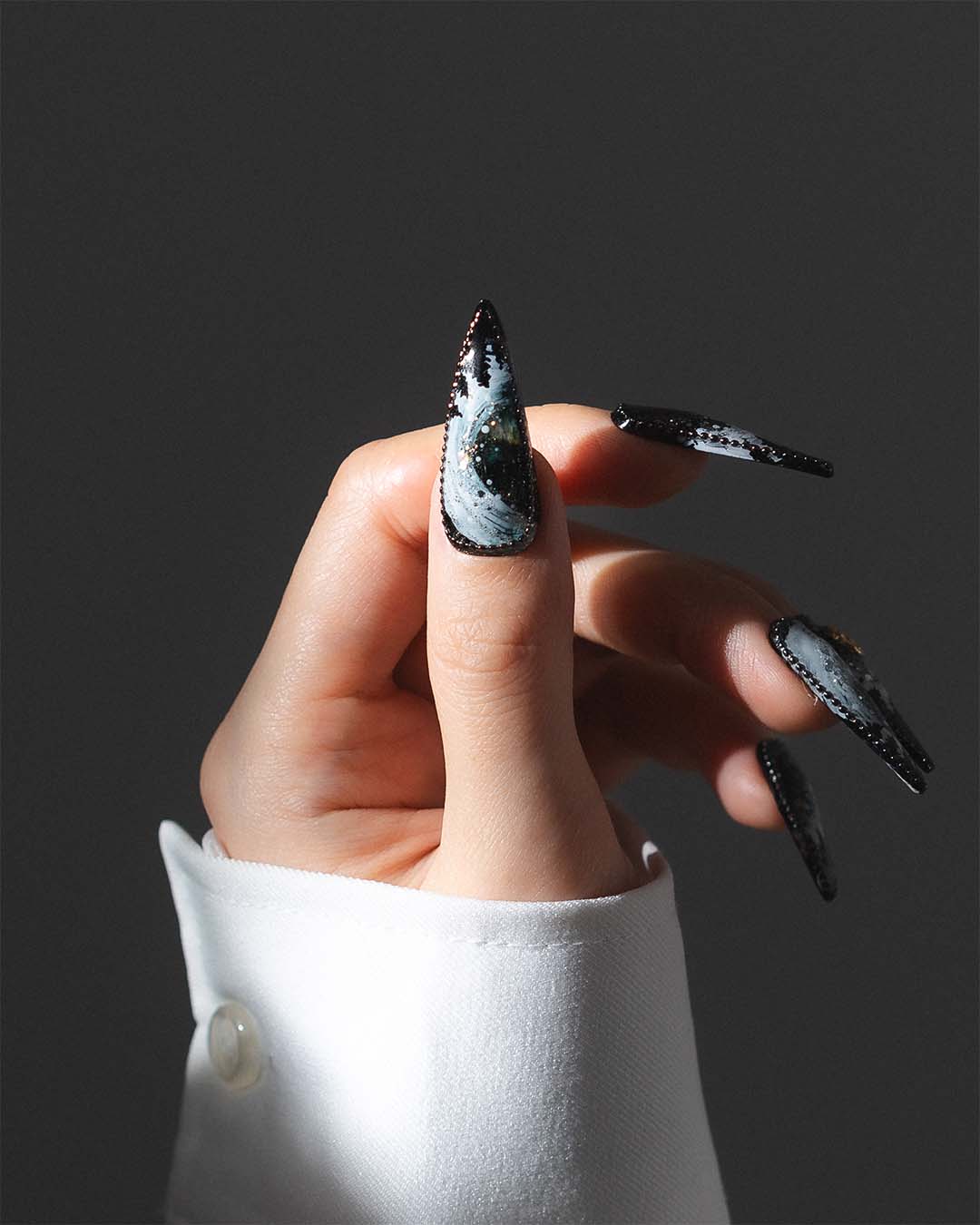 Moonlight in the Forest - Custom press-on nails by Byeori Kim