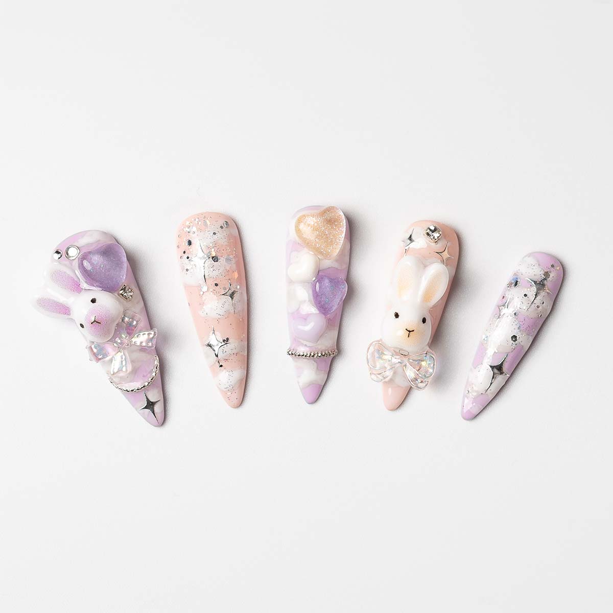 Spring Bunny - Custom press-on nails by Byeori Kim