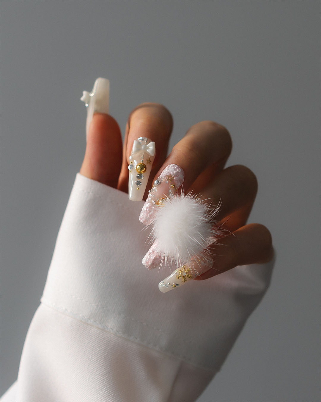 Winter Plush - Custom press-on nails by Byeori Kim