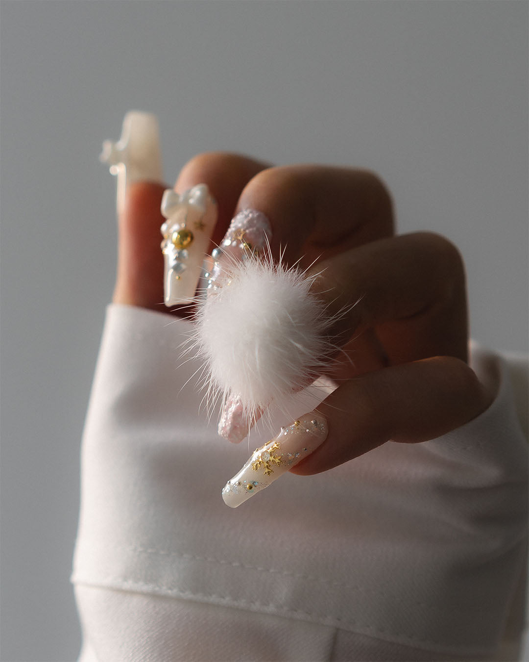 Winter Plush - Custom press-on nails by Byeori Kim